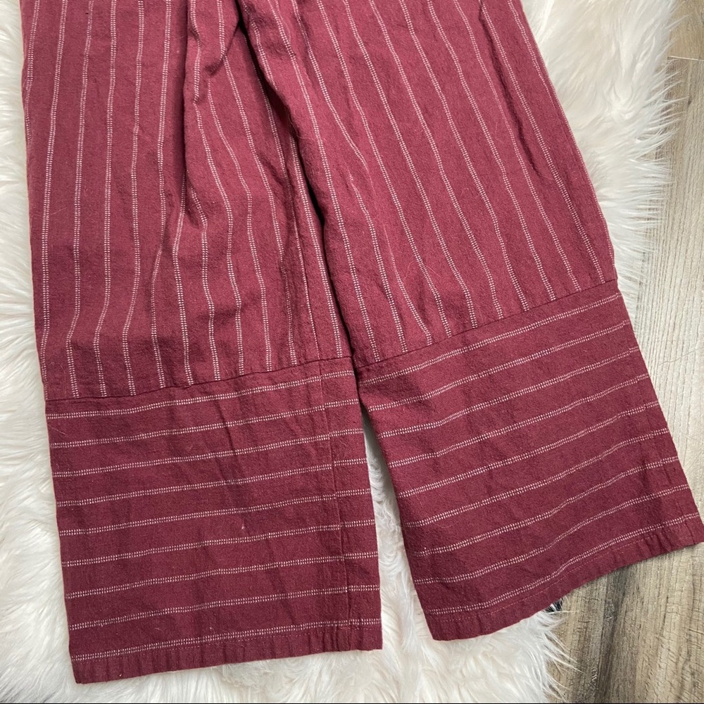 Striped Wide Leg Jumpsuit S Cotton Button Down S - Picture 5 of 5